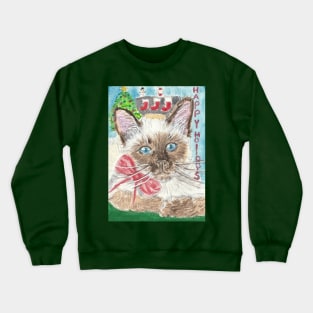 Siamese kitten cat holiday Christmas Crewneck Sweatshirt